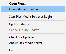 stop the plex using the service task bar application