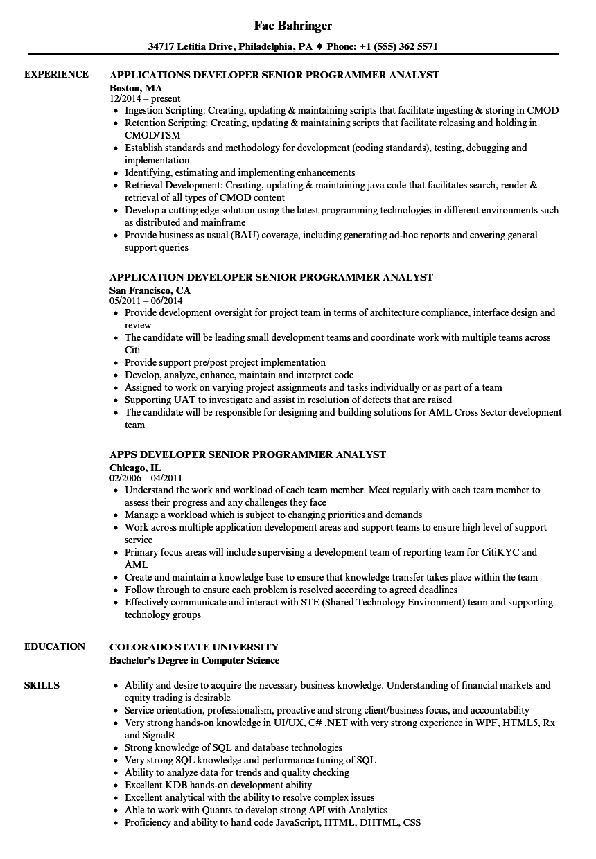 application support analyst resume examples
