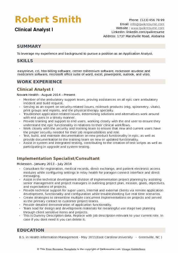 application support analyst resume examples