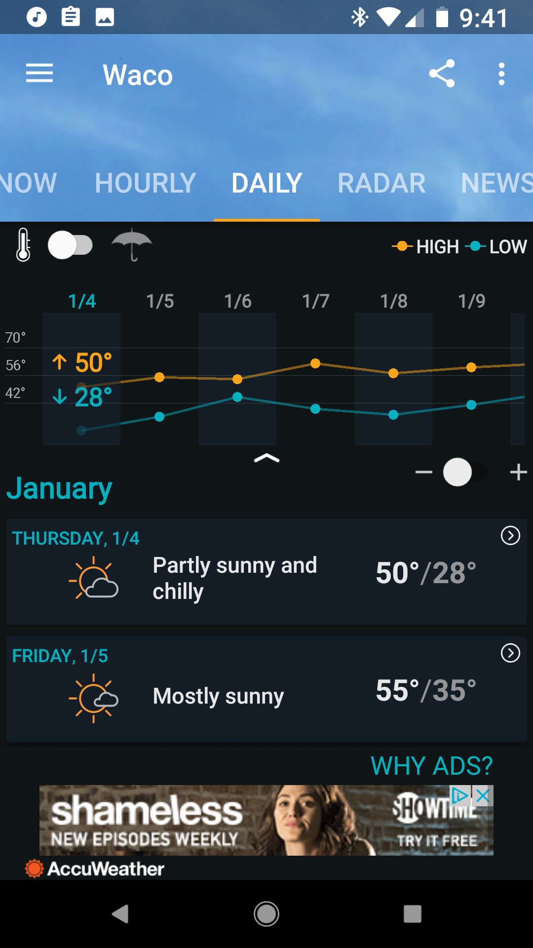 temperature application for android phone