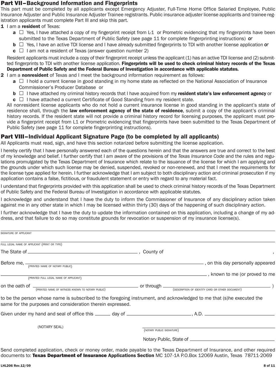 texas department of insurance application